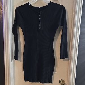 Black Ribbed Long Sleeve Dress/ 🎈5 For $30